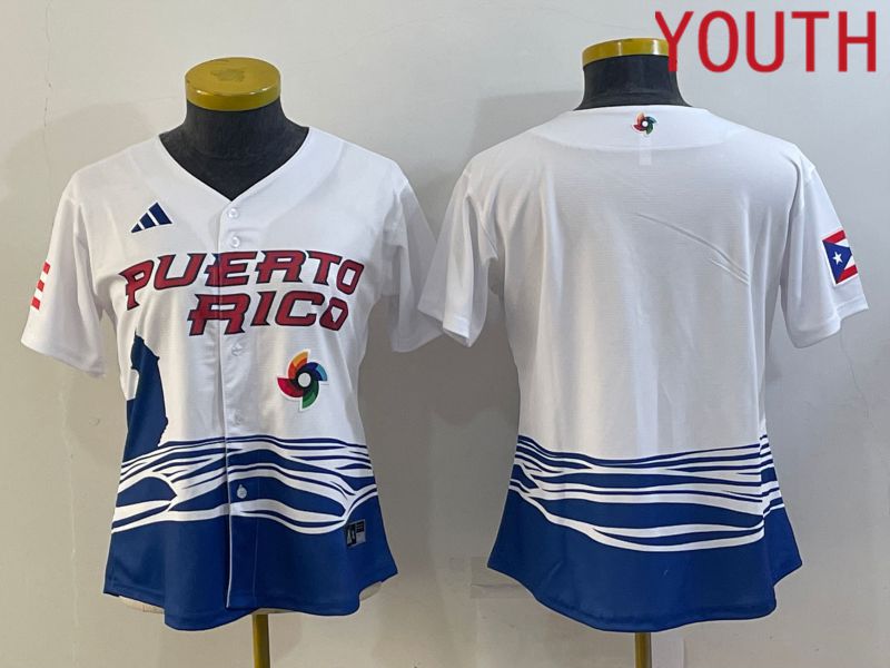 Youth 2023 World Cub Puerto Rico Blank White MLB Jersey1->youth mlb jersey->Youth Jersey